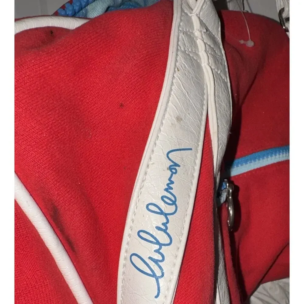 Rare Lululemon Red White Canvas Gym Duffel Tote Bag Floral Lining Project